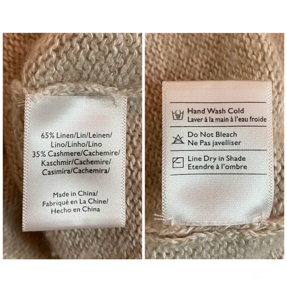 W.Cashmere Cora Boat Neck Sweater Linen Cashmere Blend Beige Oversized Size XS - Picture 6 of 6